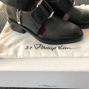 Philip Lim leather cut out boots.p